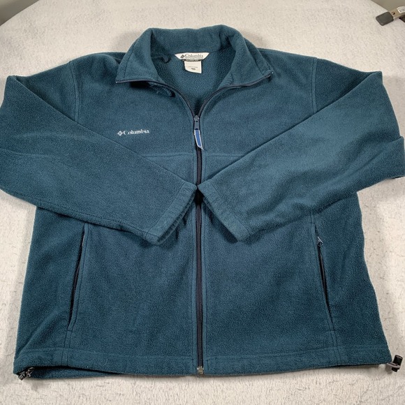 Columbia Jacket Mens Large Blue Full Zip Fleece Pockets Casual - Picture 1 of 13